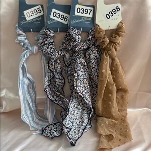 PICK ONE - Universal Thread Hair Scarf Ties - Blue Stripe, Navy Floral or Tan